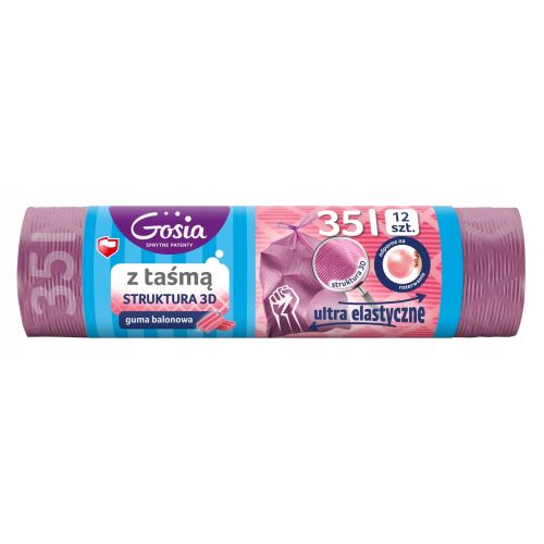Gosia worki na śmieci guma balonowa 35l/12szt